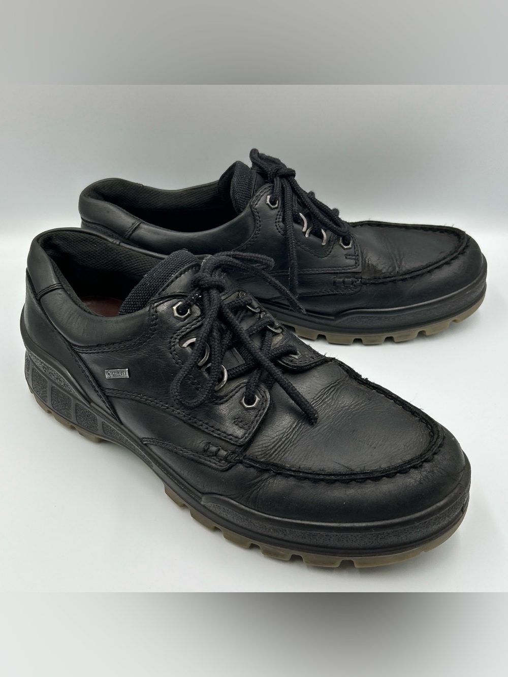 ECCO Track Goretex 25 Oxford Shoe Mens Size 9 Black Waterproof Leather Casual